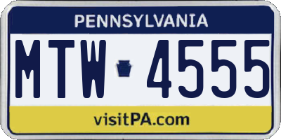 PA license plate MTW4555