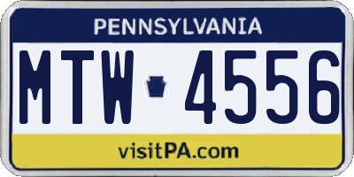 PA license plate MTW4556