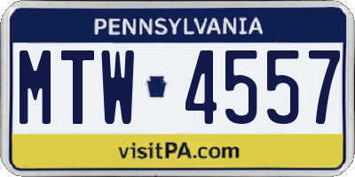PA license plate MTW4557