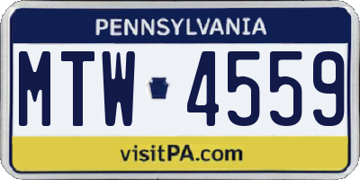 PA license plate MTW4559