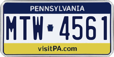 PA license plate MTW4561