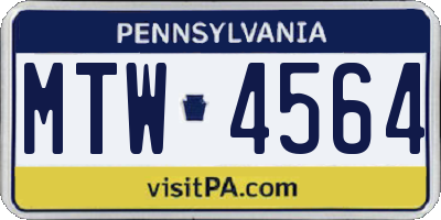 PA license plate MTW4564