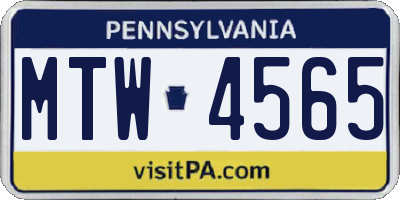 PA license plate MTW4565