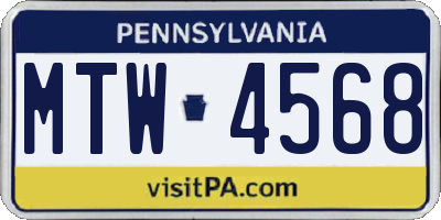 PA license plate MTW4568