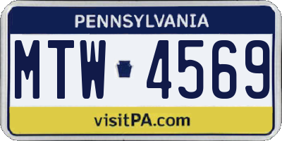 PA license plate MTW4569