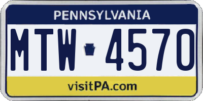 PA license plate MTW4570