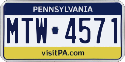 PA license plate MTW4571