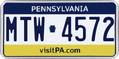 PA license plate MTW4572
