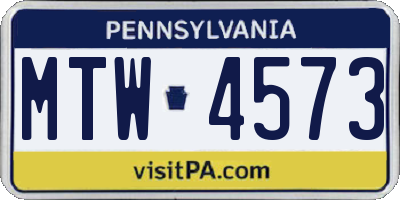 PA license plate MTW4573