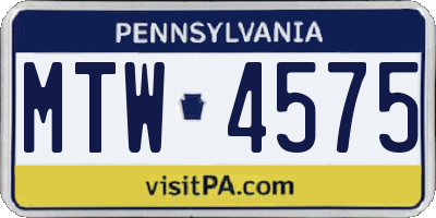PA license plate MTW4575