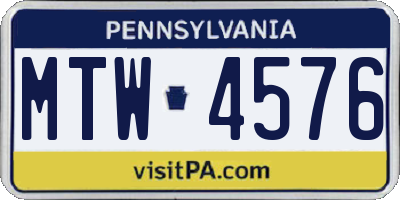 PA license plate MTW4576