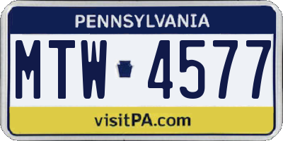 PA license plate MTW4577