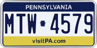 PA license plate MTW4579