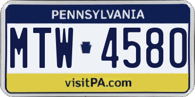 PA license plate MTW4580