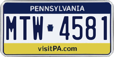 PA license plate MTW4581