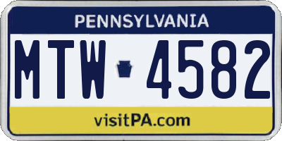 PA license plate MTW4582