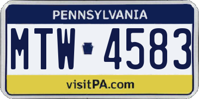 PA license plate MTW4583
