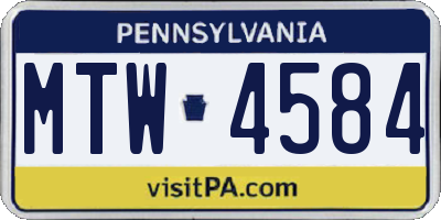 PA license plate MTW4584