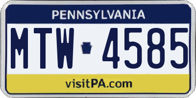PA license plate MTW4585