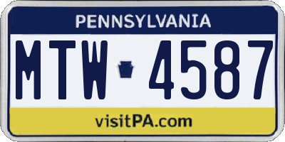 PA license plate MTW4587
