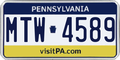 PA license plate MTW4589