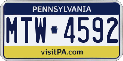 PA license plate MTW4592