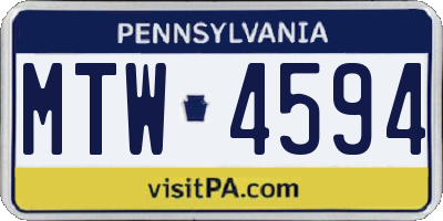 PA license plate MTW4594