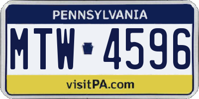 PA license plate MTW4596