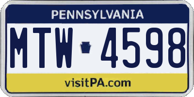 PA license plate MTW4598