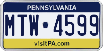 PA license plate MTW4599