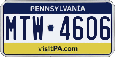 PA license plate MTW4606