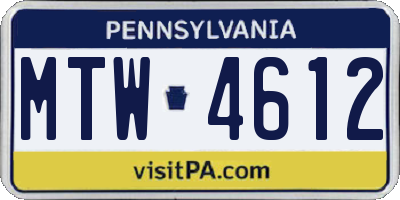 PA license plate MTW4612