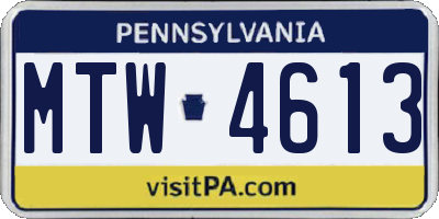PA license plate MTW4613