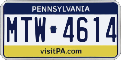 PA license plate MTW4614