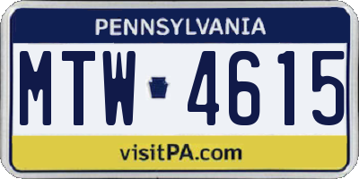 PA license plate MTW4615