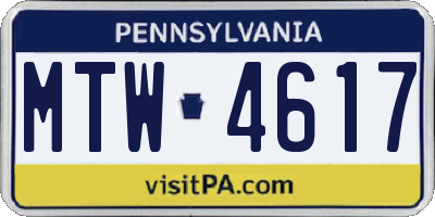 PA license plate MTW4617