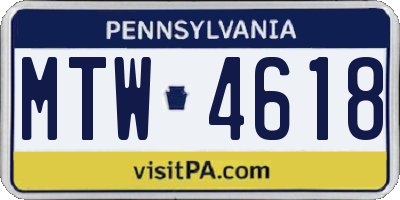 PA license plate MTW4618