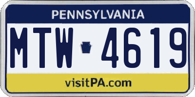 PA license plate MTW4619