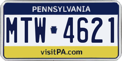 PA license plate MTW4621