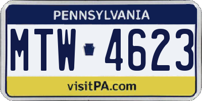 PA license plate MTW4623