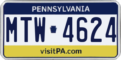 PA license plate MTW4624