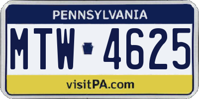 PA license plate MTW4625