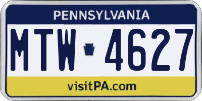 PA license plate MTW4627