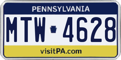 PA license plate MTW4628