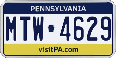 PA license plate MTW4629