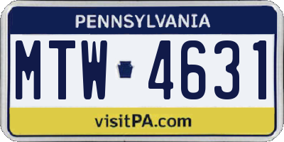 PA license plate MTW4631
