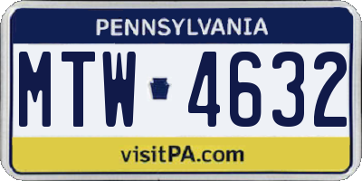 PA license plate MTW4632