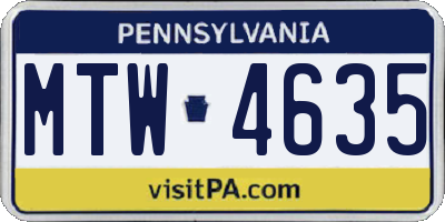 PA license plate MTW4635