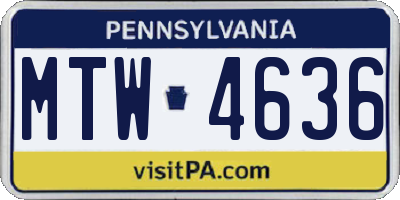 PA license plate MTW4636