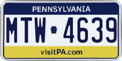 PA license plate MTW4639